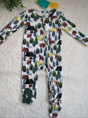 NWT Posh Peanut Archer Footie 18-24M Bears Forest